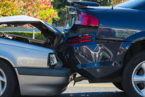 A traffic accident occurred involving two cars on a city street.